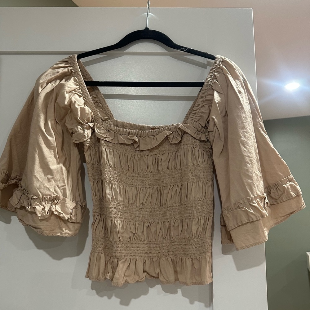 Elegant Beige Ruffle Top